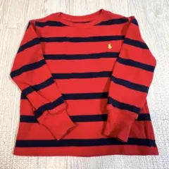 最終お値下げ！ラルフローレン　長袖Tシャツ　ワッフル生地　紺　赤　ボーダー　2T