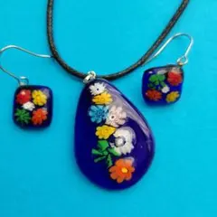 Ｓ598 ベネチアンガラスペンダント & ピアス