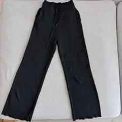 ユニクロ ウォッシャブルニットリブパンツ 黒 S ポケット付き