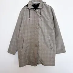 フィンチ finch 【M-L】グレンチェック フード付き ハーフコート 裏起毛
