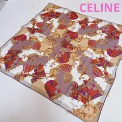 希少 CELINE 馬 デザイン ハンカチ プチスカーフ　バンダナ レア柄 騎士