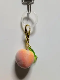 桃 ピーチ フロッキー めじるしチャーム キーホルダー