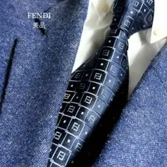美品✨FENDI ネクタイ フェンディ FFロゴ ズッカ柄 グリーンジャガード 