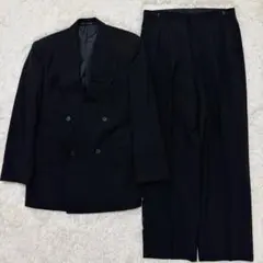 vintage ダブルブレスト セットアップスーツ ブラック アジャスター M