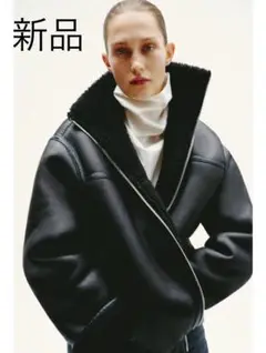 新品タグ付2万円！ZARA ザラ＊ボアコート　ブラック　L