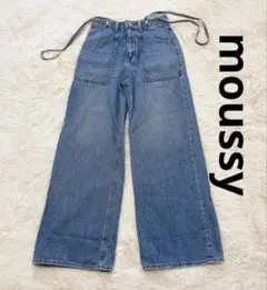 moussy マウジー ワイド フレア デニム M サスペンダー 2way