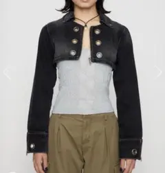 LAGUA GEM CROPPED EYELET DENIM ジャケット 黒のサムネイル