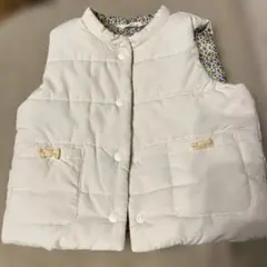 ホワイト 花柄裏地 キッズベスト110cm