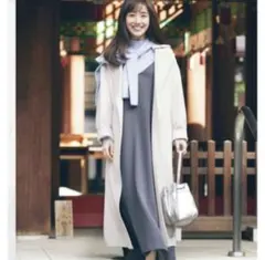 ウールシルクリバーロングコート プラステ
