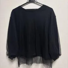 シースルー バルーンスリーブ 黒 長袖