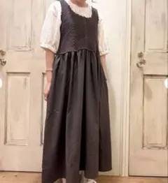 サマンサモスモス　クロシェ編み風切替ノースリーブワンピース