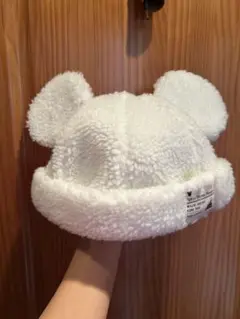 ミッキーマウス耳付きフリース帽子　ボアキャップ