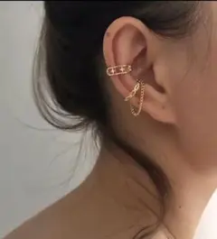 2種セット片耳用☆イヤカフ　チェーン・ジルコニア付き　イヤーカフ