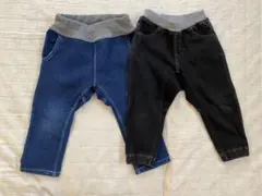 デニムパンツ 2色セット (ブルー、ブラック) 90cm