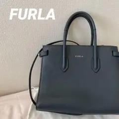 【美品】FURLA/ 褒められハンドバッグ: dark blue