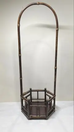 竹籠 手付き 六角形 花籠 茶道具