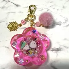 6955☆ シマエナガ　シェイカー　キーホルダー　レジン　ハンドメイド