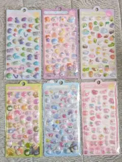 シール　6枚セット　ぷくぷくシール　3Dシール　立体シール　まとめ売り