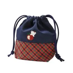 【美品】familiar 巾着 赤系チェック