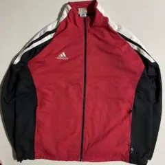 adidas アディダス 90s トラックジャケット 赤黒 3本ライン ビッグ