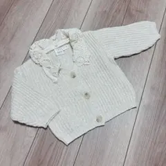 ZARA kids レース襟付き ニットカーディガン アイボリー 92