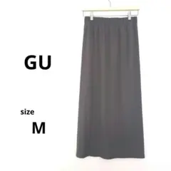 GUジーユー 美品リブナロースリットロングスカートMサイズ グレー