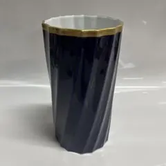 深川製磁　濃紺　陶器花瓶のサムネイル