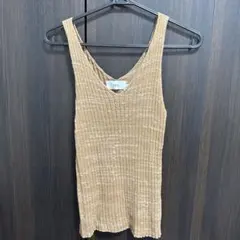 AZUL by moussy ベージュ リブタンクトップ S