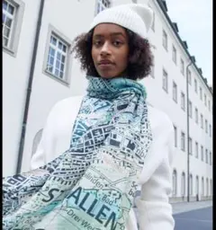 7 AKRIS 高級 シルク カシミヤ マッププリント スカーフ ストール｜