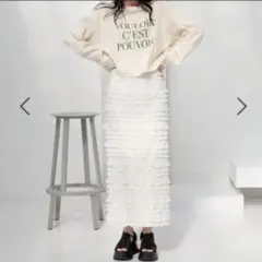 LOWRYSFARM チビフリルタイトスカート ホワイト