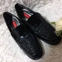 コンポジションスポーツ ローファー ラメ ブラック 24 エナメル