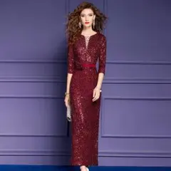 スパンコール輝く♪ロングドレス おしゃれで華やかに✨