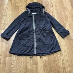 ブラック 取り外しフード付き カジュアルコート