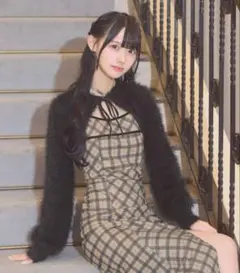 【新品タグ付き】ミシェルマカロン チェックドッキングマーメイドロングワンピ XS michellMacaron - michell Macaron シャギーボレロsetギンガムチェック