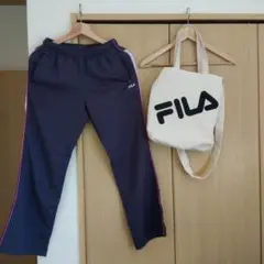 FILA グレー パンツ サイドラインＳ　コットンショルダートート　おまけ