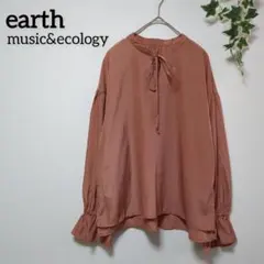 スタンドカラーブラウス【earth music&ecology】テラコッタ