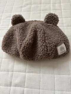クマ耳付きフリース帽子 ブラウン