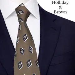 【極美品】Holliday & Brown オリーブ×スクエア小紋　ネクタイ 極美品】Holliday & Brown オリーブ×スクエア小紋 ネクタイ - メルカリ