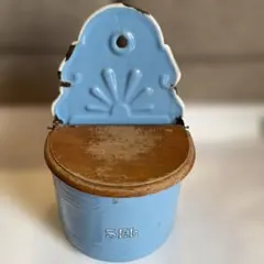 アンティーク ホーローSEL缶(木蓋)