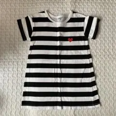 used ボーダー柄Tシャツワンピース　モノトーン　サイズ110 送料込み