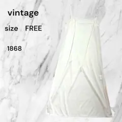 vintage キャミワンピース ホワイト FREE 白ロングワンピース　古着