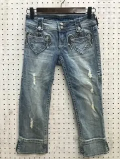 Y2K 平成 セレカジギャル 古着 翼パッチ ローライズ デニム サブリナパンツ