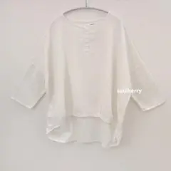 【美品】ソウルベリー　プルオーバー ブラウス　リネン混　ホワイト　M