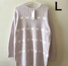新品 GU ラウンジニットチュニック ピンク L