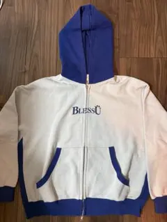 BlessU ジップアップパーカー ホワイト/ブルー