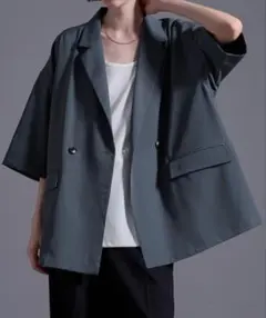 Loose/ルース ドレープトロミ サイドジップダブルジャケット