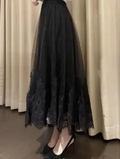総レース タックフレンチスカート ジェンヌ 黒 L 大きいサイズ - メルカリ