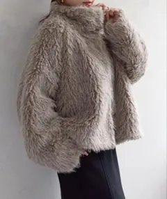 ゼヴォン　MIXファースタンドブルゾン　グレージュ　タグ付き