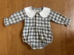 Kids-Baby チェック柄ロンパース 0-6ヶ月　人気のナチュラル系♡