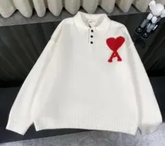 ✨AMI PARIS ホワイト ポロセーター M